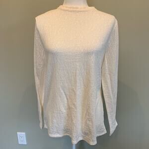 Lace long sleeve mock neck shirt LOFT Size Large off white cream NEW NWT